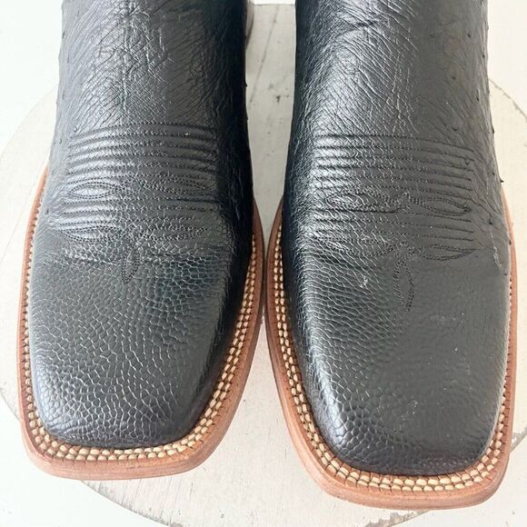 NEW Rod Patrick Mens Cowboy Boots 14.5AA Black Smooth Ostrich Leather Square Toe - Picture 6 of 12